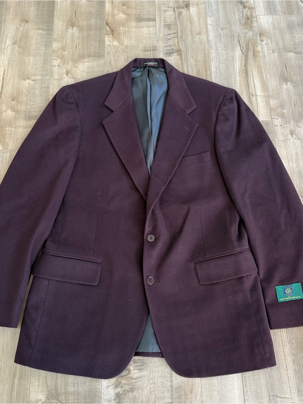 NEW Vintage Club Room Cashmere Sports Jacket Blazer‎ 42L Burgundy Made in USA